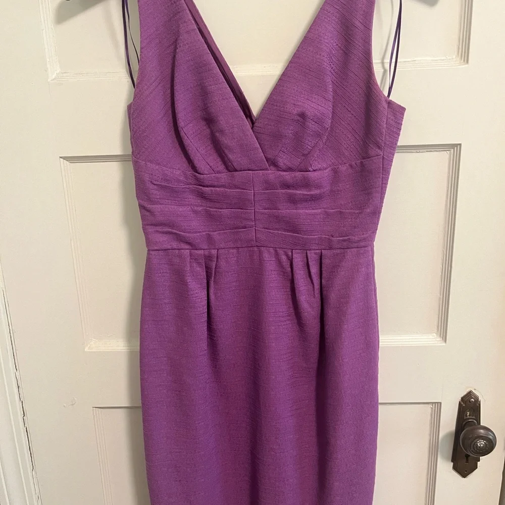Trina Turk Purple Ruched Sheath Cocktail Dress - Picture 1 of 4
